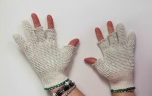 Nancy Odom's Quilters Gloves with the tips cut off