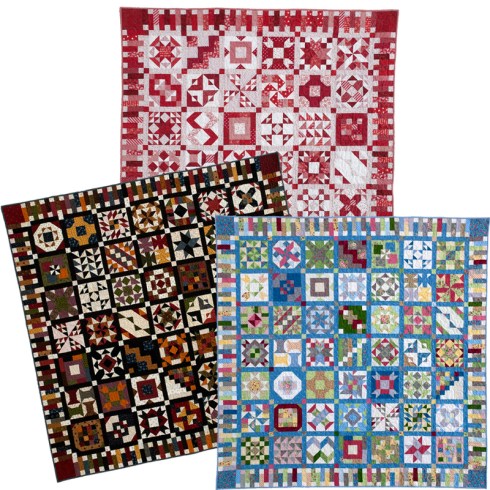 3 color options in Quiltmakers 100 Blocks mini sampler