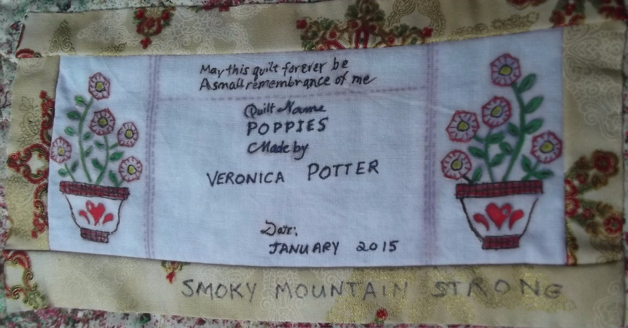 Ronni's quilt label