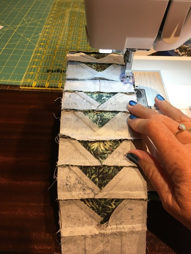 Assembling the columns with seams toward me