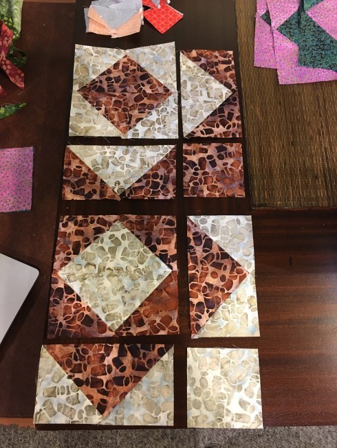 Sew 2 matching geese units into a square then sew the block together