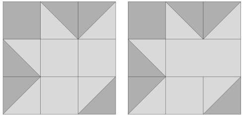 original Block 6 and my revised version replacing the 2 center squares with a rectangle