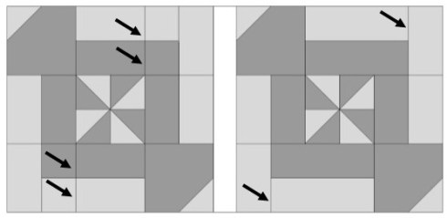 Original Block 13 and my version eliminating some seams