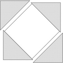 A square-in-a-square block replaces sew-and-flip corners in the center of Block 3