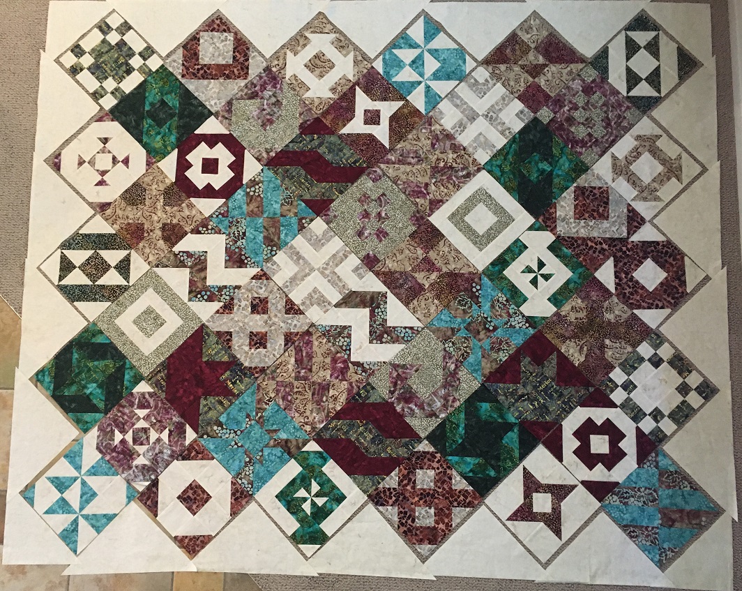 My Vino blocks laid out in an on-point setting