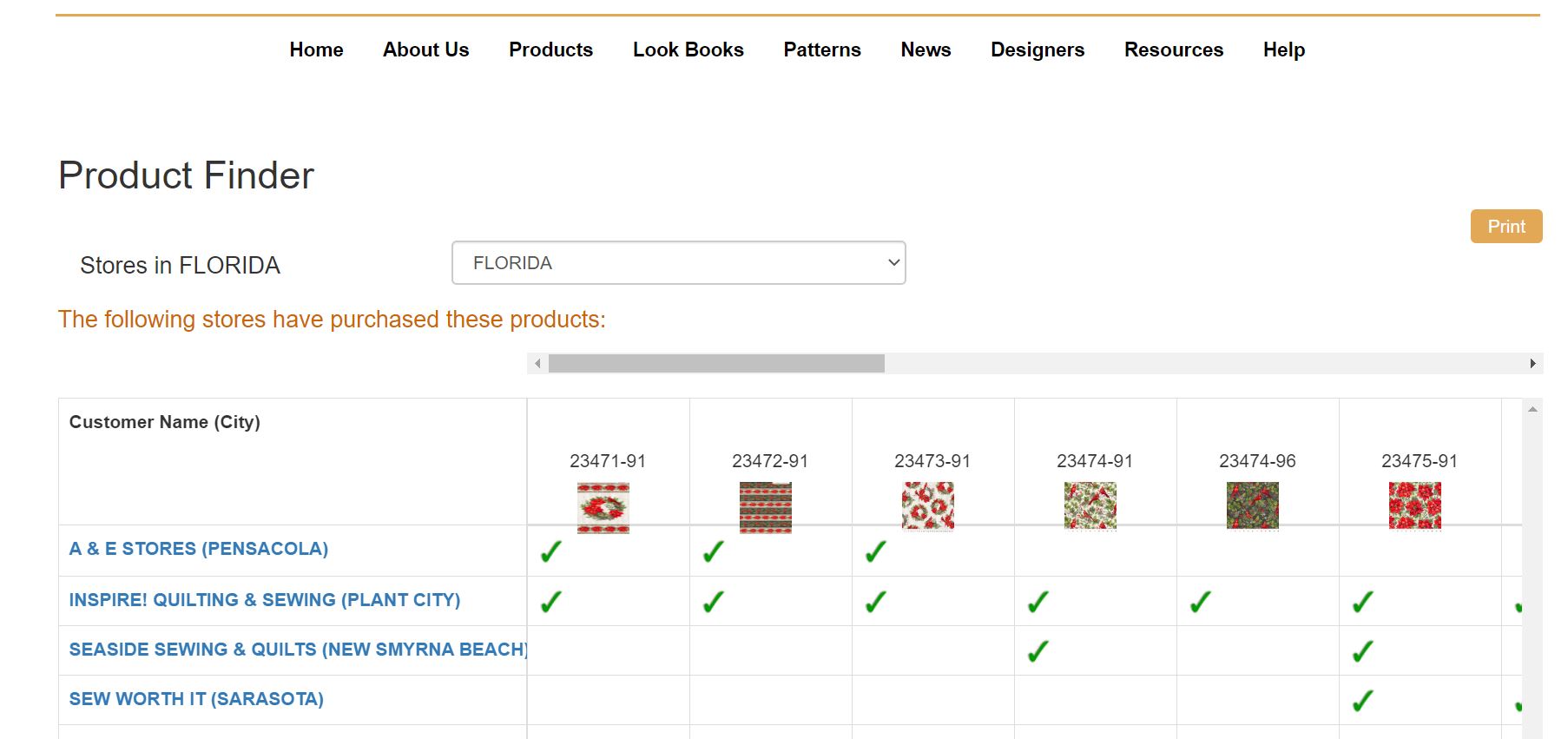 Find a shop with checked boxes for the fabrics you're looking for