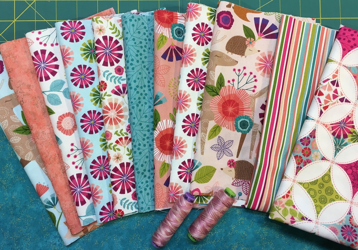 The Seven Treasures kit includes everything for the lap quilt top including sashiko thread