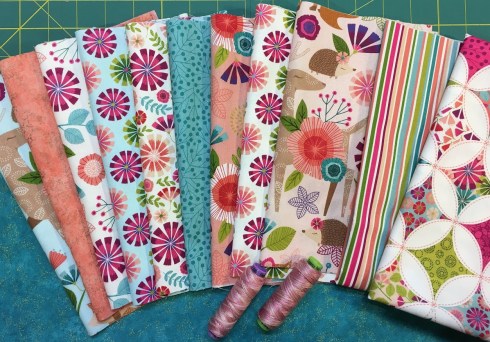 The Seven Treasures kit includes everything for the lap quilt top including sashiko thread