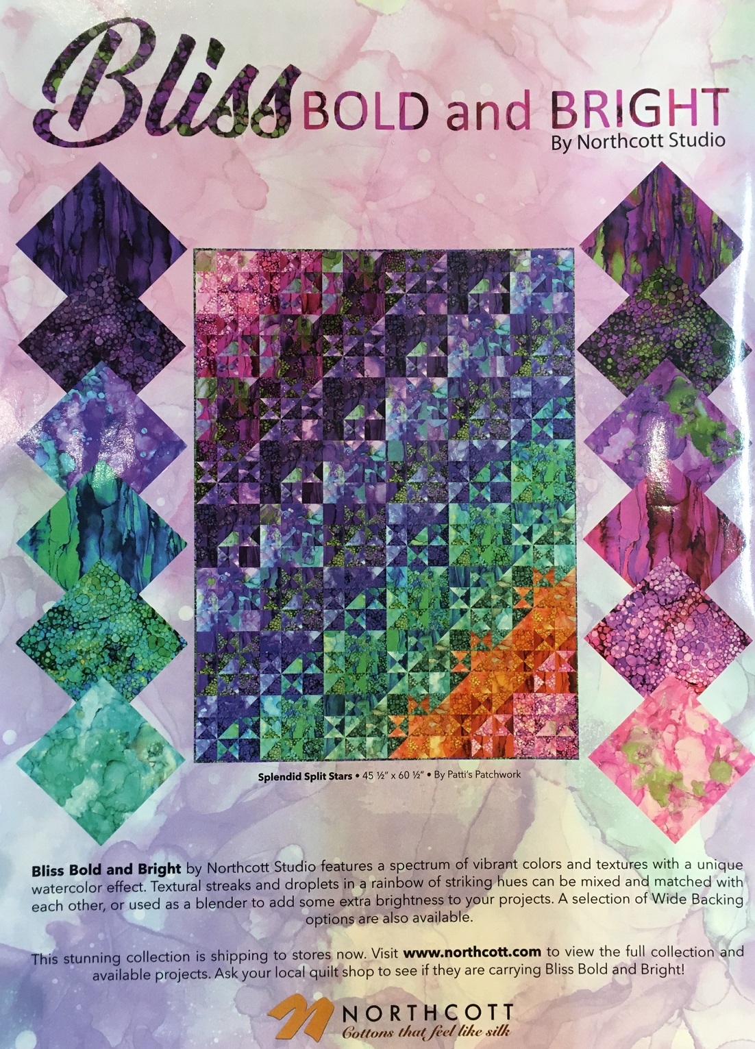PC253 Splendid Split Stars featured on the back cover of Quiltmaker magazine