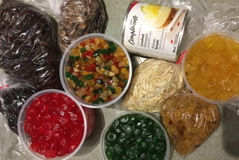 The fruit and nuts for my Christmas cakes - yum!