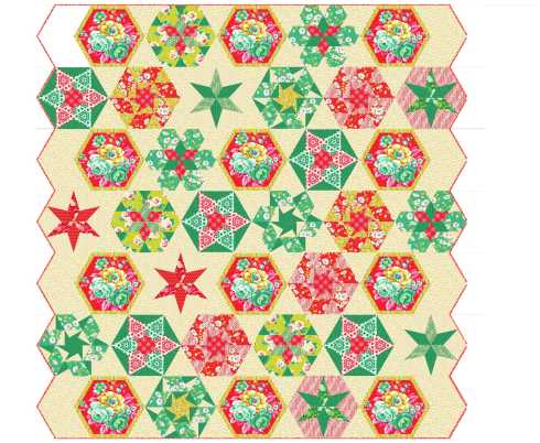 The queen-size beige-crimson version of Hexie Crush - I can't seen to get that upper corner to be beige :(