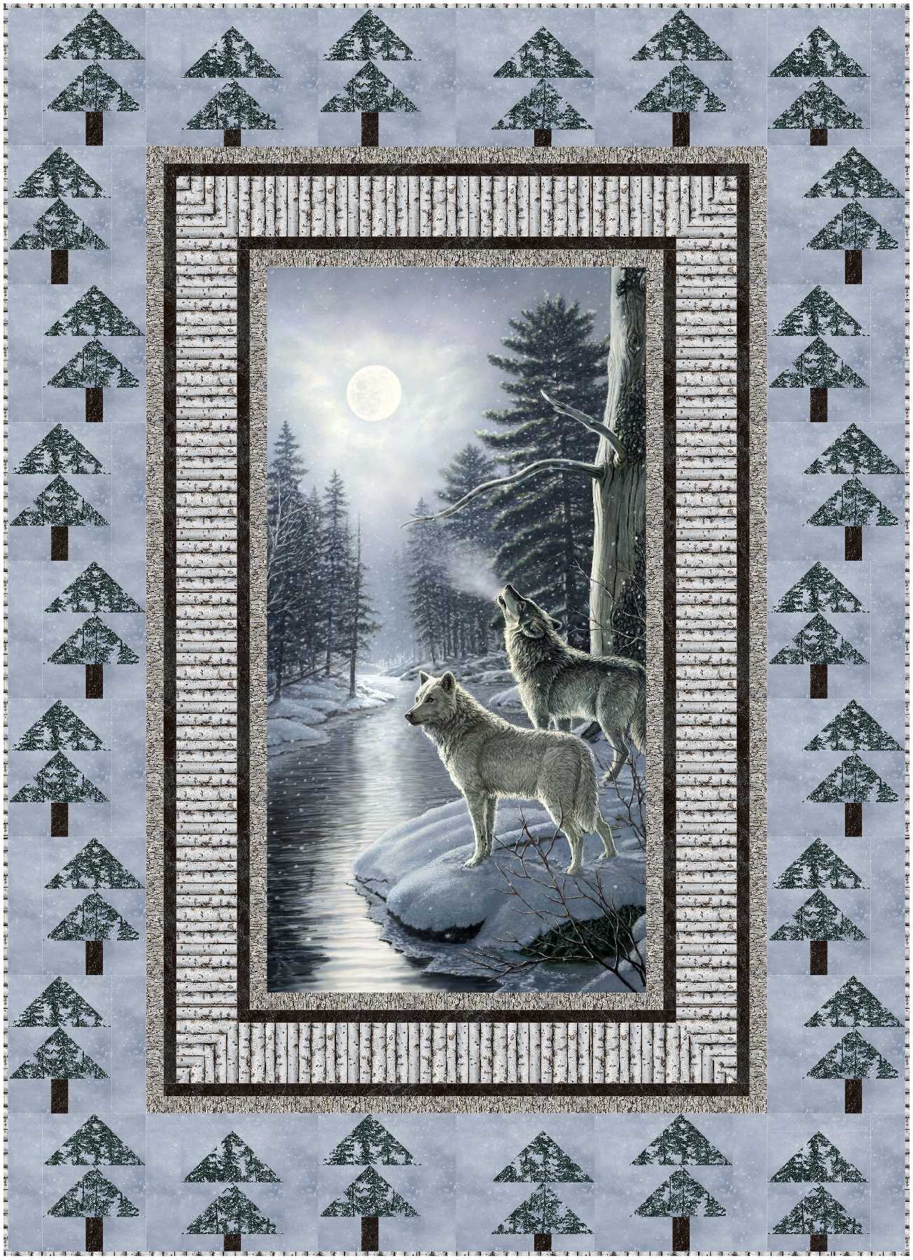 Howl, made with Northcott's Naturescapes - Silver Moon and featured in F&P Quick + Easy Quilts