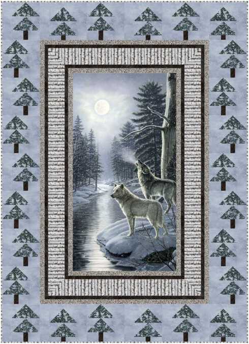 Howl, made with Northcott's Naturescapes - Silver Moon and featured in F&P Quick + Easy Quilts