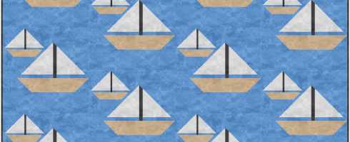 On the Water block used in a 48" x 60" vertical strip quilt