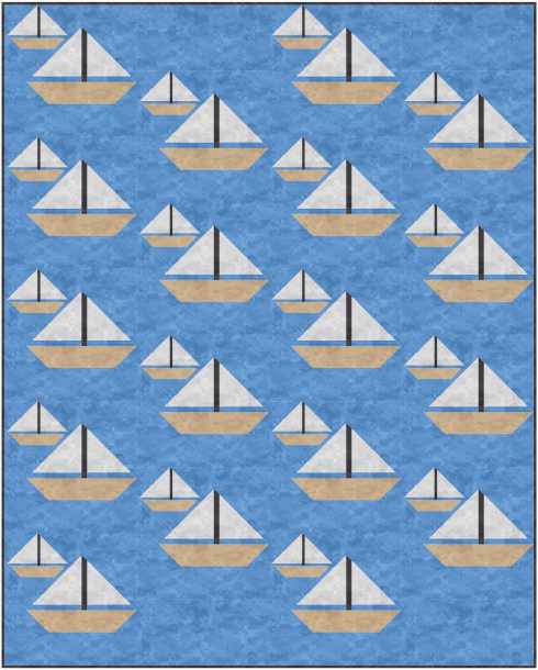 On the Water block used in a 48" x 60" vertical strip quilt