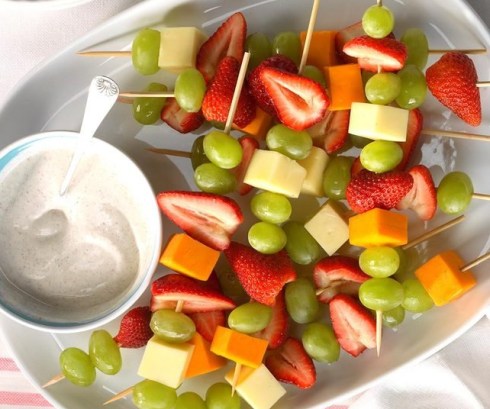 Fruit and cheese kebabs