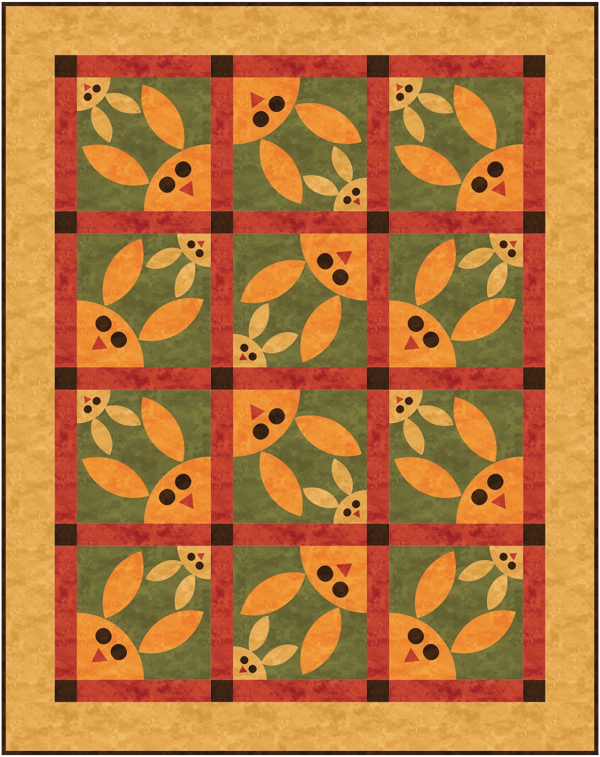 Make 12 blocks for an easy 53" x 67" throw - bunnies everywhere!!