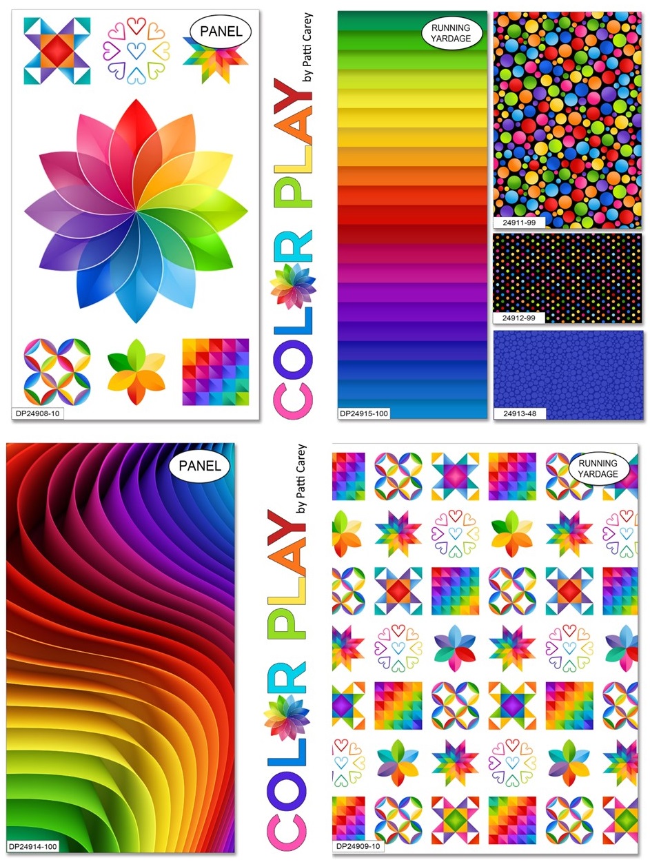 Color Play is a learn-to-machine-quilt fabric collection available in August