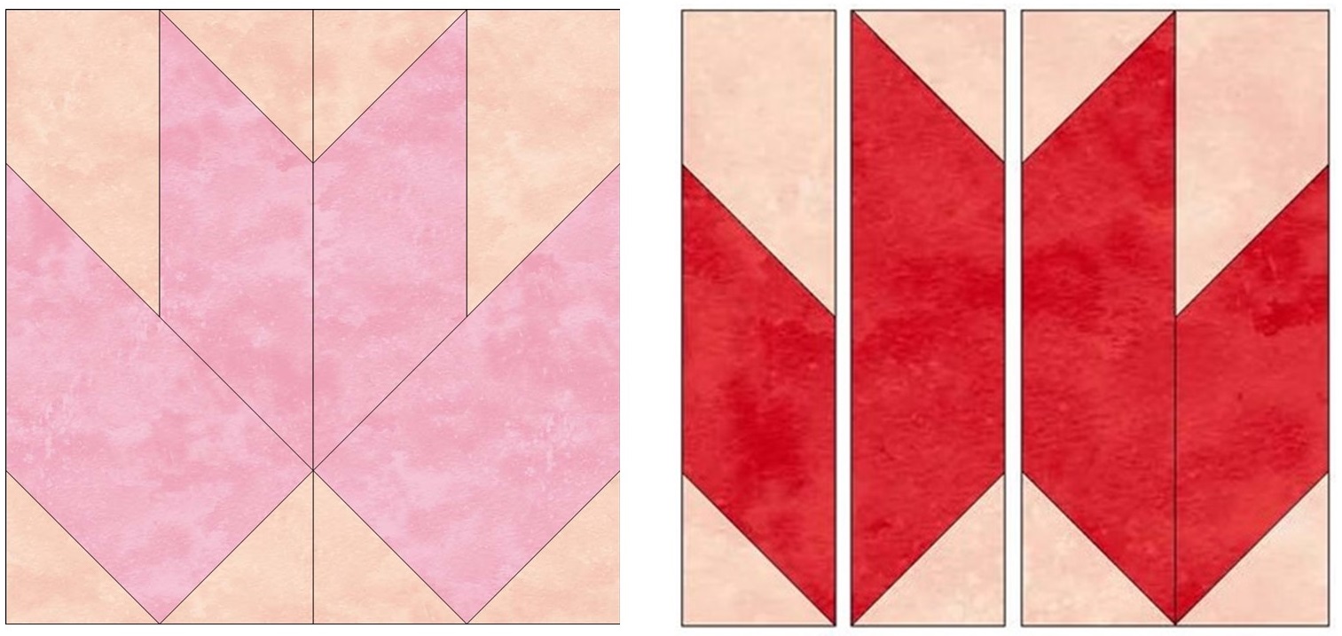 The original tea leaf block and my re-imagined block
