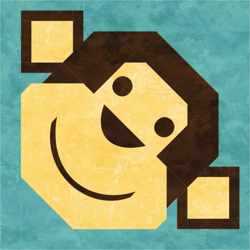 My Monkey Business block for August '22 Quilt Block Mania's Jungle theme