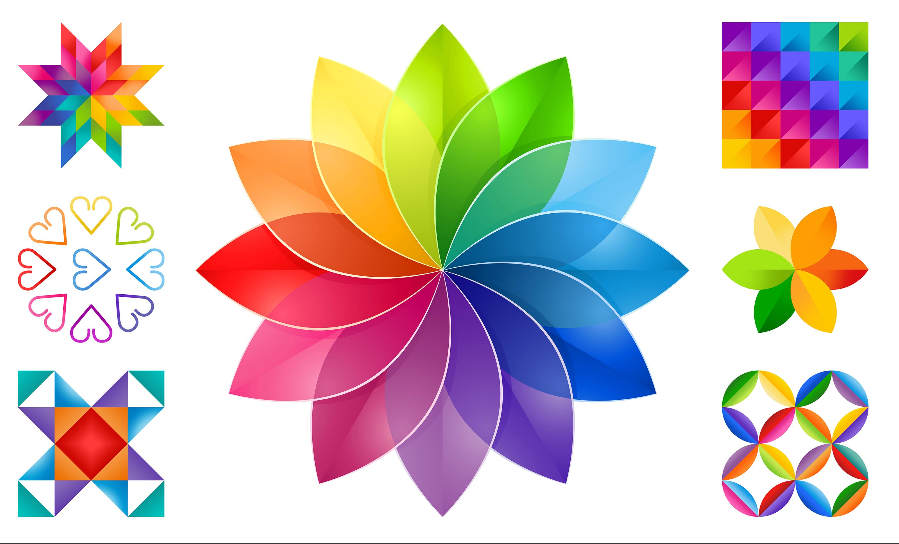 Main Color Play panel with 24" dahlia medallion & 7" quilty motifs