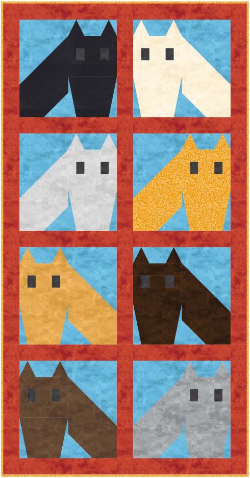 Horse Play wall quilt 30x58