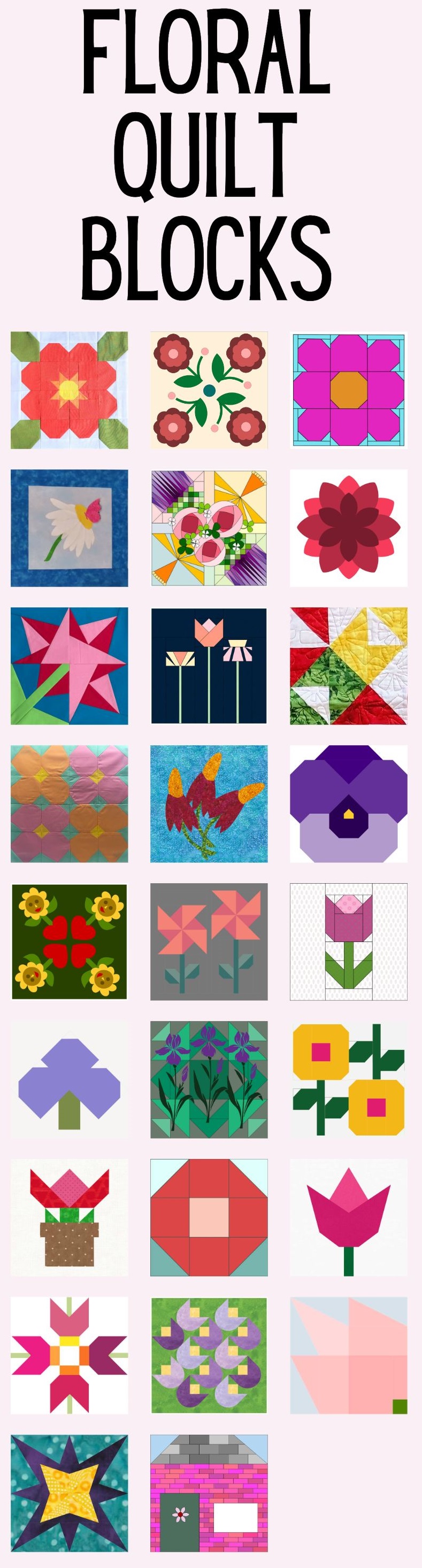 March Floral Quilt Blocks B