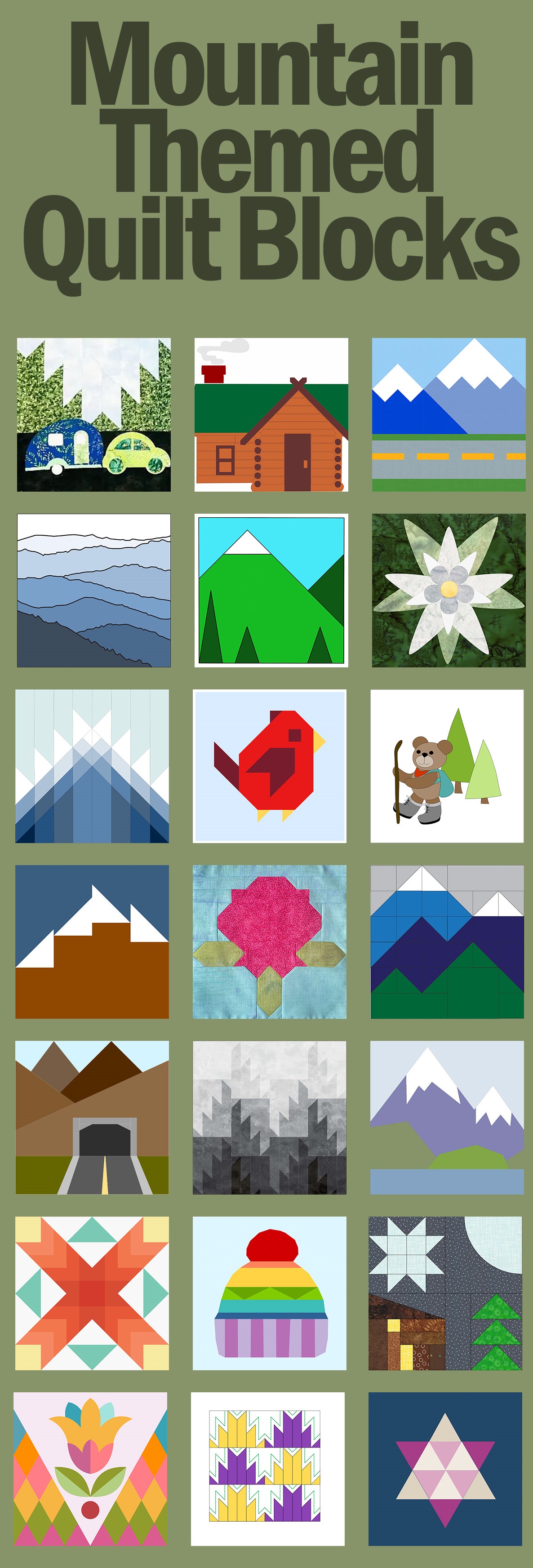 mountain themed quilt blocks banner