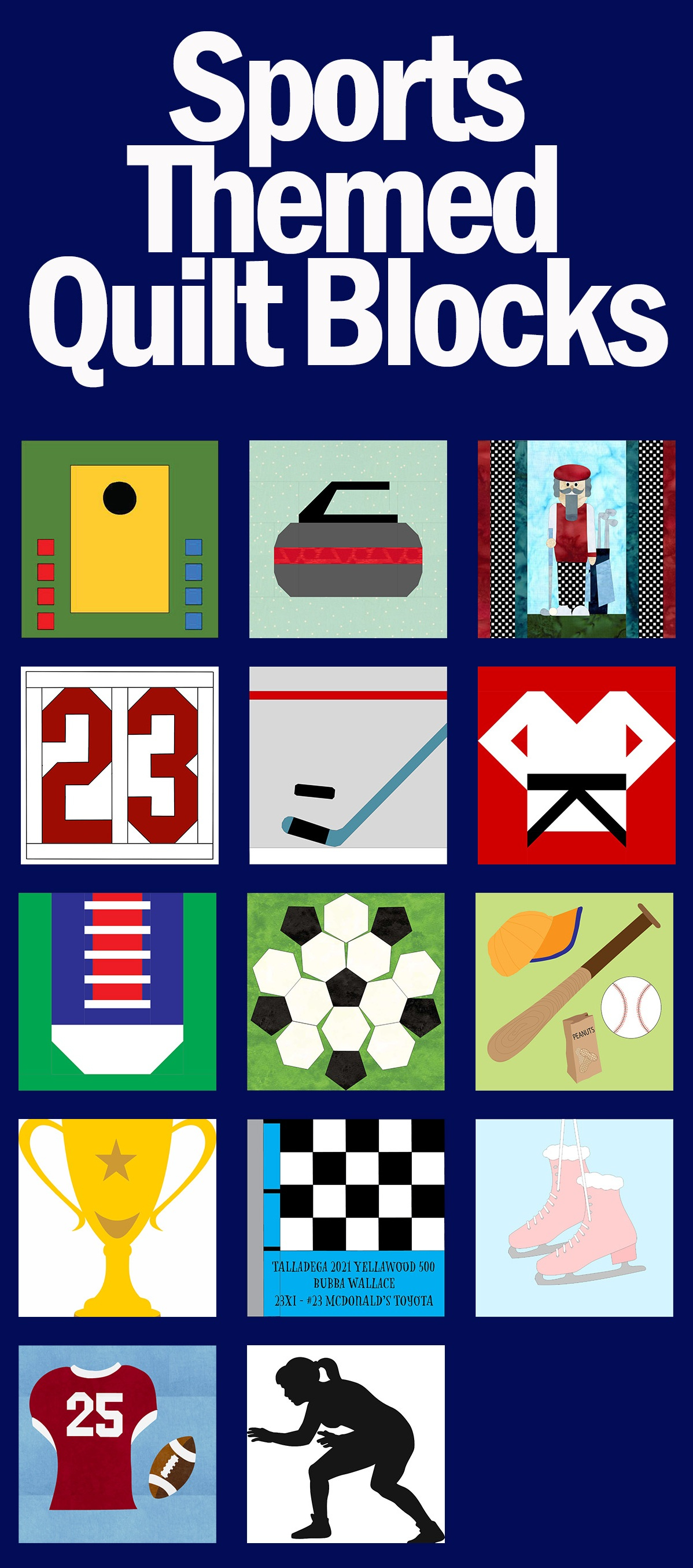 Sports Themed Quilt Blocks banner